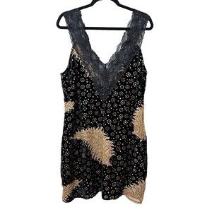 Nasty Gal Devore Lace V Neck Mini Velvet Dress sz 10 Fairy Grunge Romantic Goth